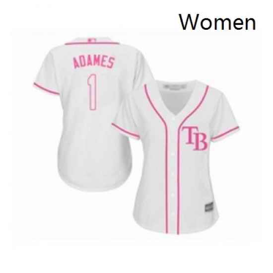 Womens Tampa Bay Rays 1 Willy Adames Replica White Fashion Cool Base Baseball Jersey